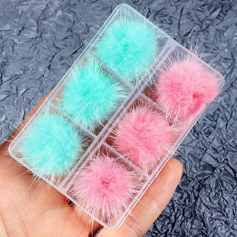 ccHuDE 12 Pcs 3D Nail Pom Balls Fluffy Balls Nail Charms Magnetic Nail Pom Pom Detachable Nail Balls Soft Nail Plush Ball Manicure Tips Decoration for Nail Art DIY - Image 3
